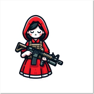 Tactical Little Red Riding Hood Adventure Tee: Where Fairytales Meet Bold Style Posters and Art